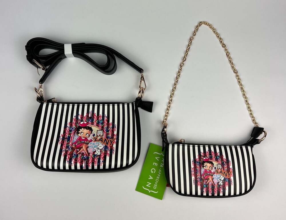 NEW! Betty Boop Womens Lany Vegan Crossbody with Chain Shoulder Bag - Picture 4 of 5